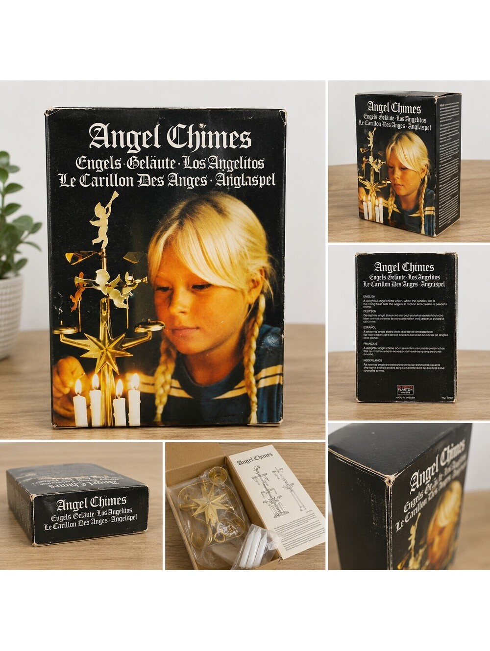 Swedish Christmas Angel Chimes Brass Candle Holder Rotary Bell Spinner NIB